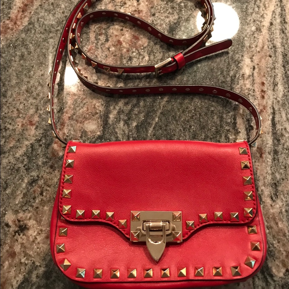 Valentino red rockstud crossbody bag (mini)